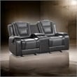 Istro 76 Inch Manual Recliner Loveseat- Cupholder Console Gray Faux Leather