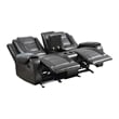 Istro 76 Inch Manual Recliner Loveseat- Cupholder Console Gray Faux Leather