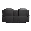 Istro 76 Inch Manual Recliner Loveseat- Cupholder Console Gray Faux Leather