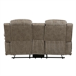 Bento 74 Inch Manual Recliner Loveseat- Console- Sandy Brown Microfiber