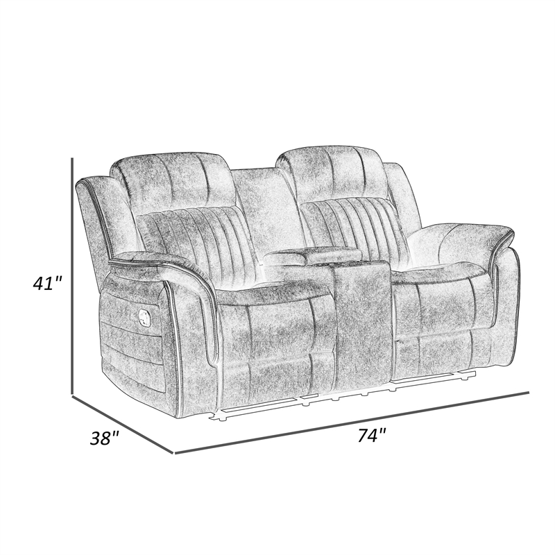 Bento 74 Inch Manual Recliner Loveseat- Console- Sandy Brown Microfiber