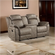 Bento 74 Inch Manual Recliner Loveseat- Console- Sandy Brown Microfiber