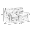 Ville 75 Inch Manual Recliner Loveseat- Storage Console- Gray Faux Leather