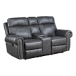 Ville 75 Inch Manual Recliner Loveseat- Storage Console- Gray Faux Leather