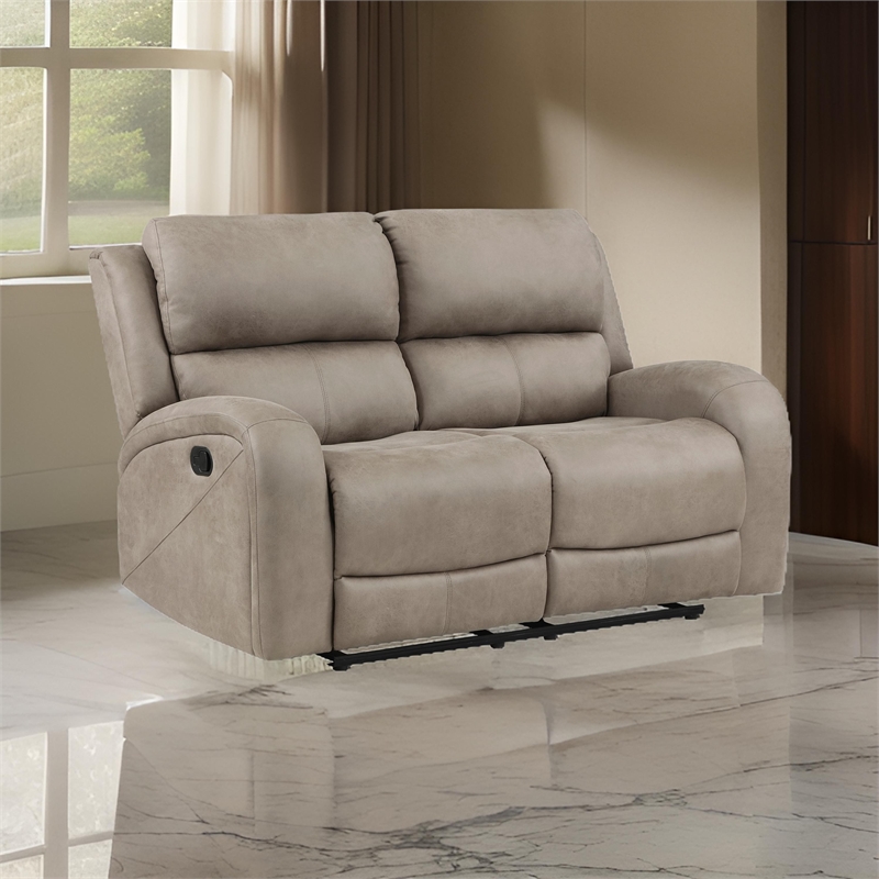 Patsy 62 Inch Manual Double Recliner Loveseat- Tufted Brown Microfiber