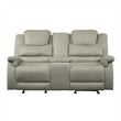 Shelly 74 Inch Manual Double Glider Recliner Loveseat- Gray Microfiber