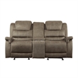 Shelly 74 Inch Manual Double Glider Recliner Loveseat- Brown Microfiber