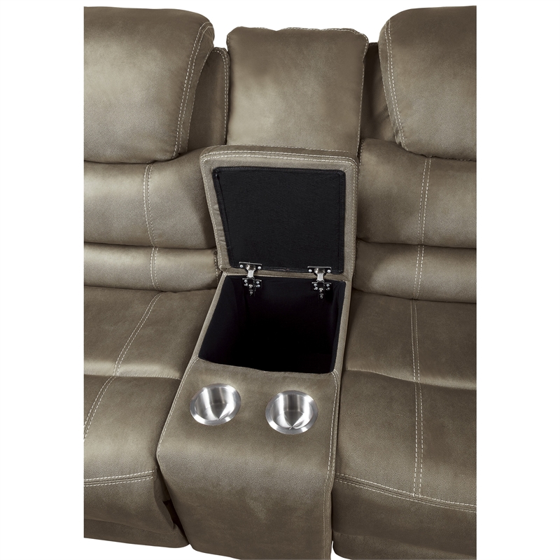 Shelly 74 Inch Manual Double Glider Recliner Loveseat- Brown Microfiber