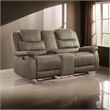 Shelly 74 Inch Manual Double Glider Recliner Loveseat- Brown Microfiber