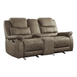 Shelly 74 Inch Manual Double Glider Recliner Loveseat- Brown Microfiber