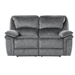 Muir 65 Inch Manual Recliner Loveseat- Tufted Gray Microfiber- Solid Wood