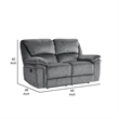 Muir 65 Inch Manual Recliner Loveseat- Tufted Gray Microfiber- Solid Wood