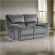 Muir 65 Inch Manual Recliner Loveseat- Tufted Gray Microfiber- Solid Wood