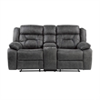 Mady 75 Inch Manual Recliner Loveseat- Center Console- Gray Microfiber