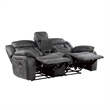 Mady 75 Inch Manual Recliner Loveseat- Center Console- Gray Microfiber