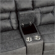 Mady 75 Inch Manual Recliner Loveseat- Center Console- Gray Microfiber