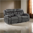 Mady 75 Inch Manual Recliner Loveseat- Center Console- Gray Microfiber