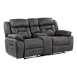 Mady 75 Inch Manual Recliner Loveseat- Center Console- Gray Microfiber