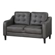 Orry 55 Inch Loveseat- Button Tufted Back- Gray Microfiber Black Solid Wood