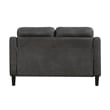 Orry 55 Inch Loveseat- Button Tufted Back- Gray Microfiber Black Solid Wood