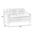 Orry 55 Inch Loveseat- Button Tufted Back- Gray Microfiber Black Solid Wood