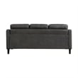 Orry 77 Inch Sofa- Button Tufted Back- Gray Microfiber- Black Solid Wood