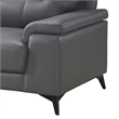 Mica 67 Inch Loveseat- Dark Gray Top Grain and Faux Leather- Metal Legs