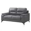 Mica 67 Inch Loveseat- Dark Gray Top Grain and Faux Leather- Metal Legs