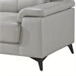 Mica 67 Inch Loveseat- Light Gray Top Grain and Faux Leather- Metal Legs