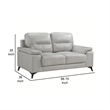 Mica 67 Inch Loveseat- Light Gray Top Grain and Faux Leather- Metal Legs