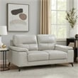 Mica 67 Inch Loveseat- Light Gray Top Grain and Faux Leather- Metal Legs