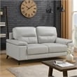 Mica 67 Inch Loveseat- Light Gray Top Grain and Faux Leather- Metal Legs
