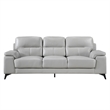 Mica 89 Inch Sofa- Light Gray Top Grain and Faux Leather- Black Metal Legs