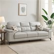 Mica 89 Inch Sofa- Light Gray Top Grain and Faux Leather- Black Metal Legs