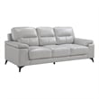 Mica 89 Inch Sofa- Light Gray Top Grain and Faux Leather- Black Metal Legs
