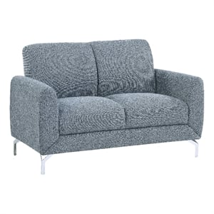Veny 56 Inch Loveseat- Blue Polyester Foam Cushions- Metal Legs
