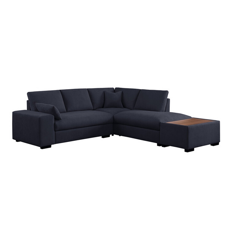 Eri 100 Inch Sectional Sofa- Right Chaise- Ottoman- Pillows- Dark Gray