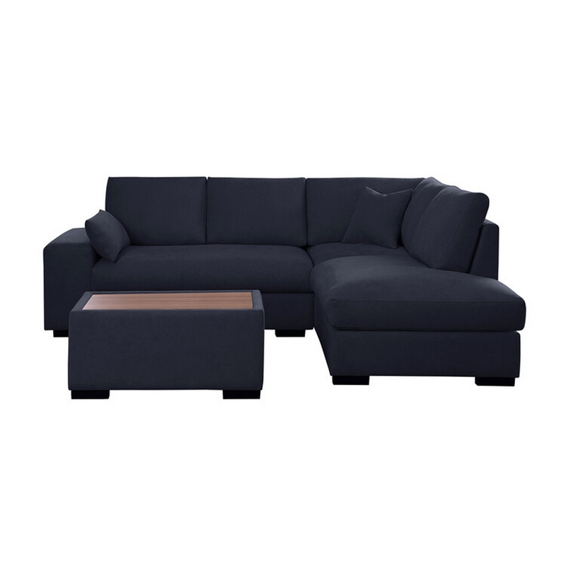 Eri 100 Inch Sectional Sofa- Right Chaise- Ottoman- Pillows- Dark Gray