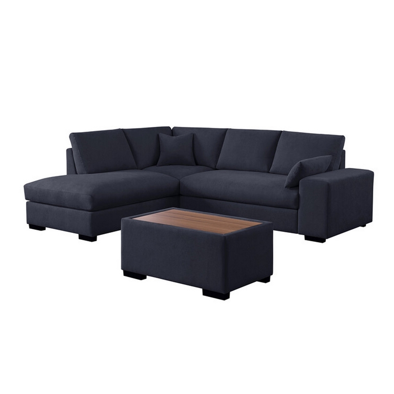 Eri 100 Inch Sectional Sofa- Right Chaise- Ottoman- Pillows- Dark Gray