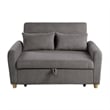 Tina 54 Inch Convertible Sleeper Loveseat- Round Arms- 2 Pillows- Brown