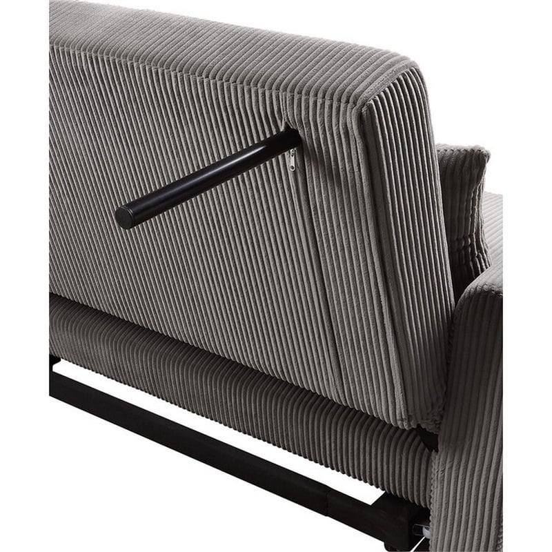 Tina 54 Inch Convertible Sleeper Loveseat- Round Arms- 2 Pillows- Brown