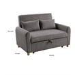 Tina 54 Inch Convertible Sleeper Loveseat- Round Arms- 2 Pillows- Brown