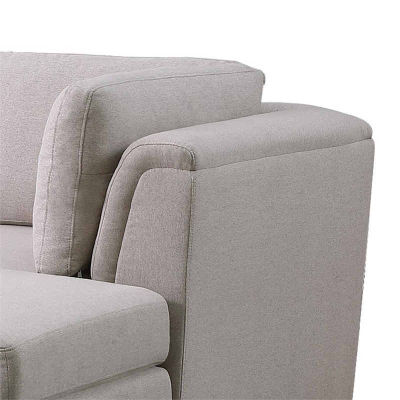 Goz Reversible U Sectional Sofa- 2 Ottomans- Beige Linen- 122 Inch