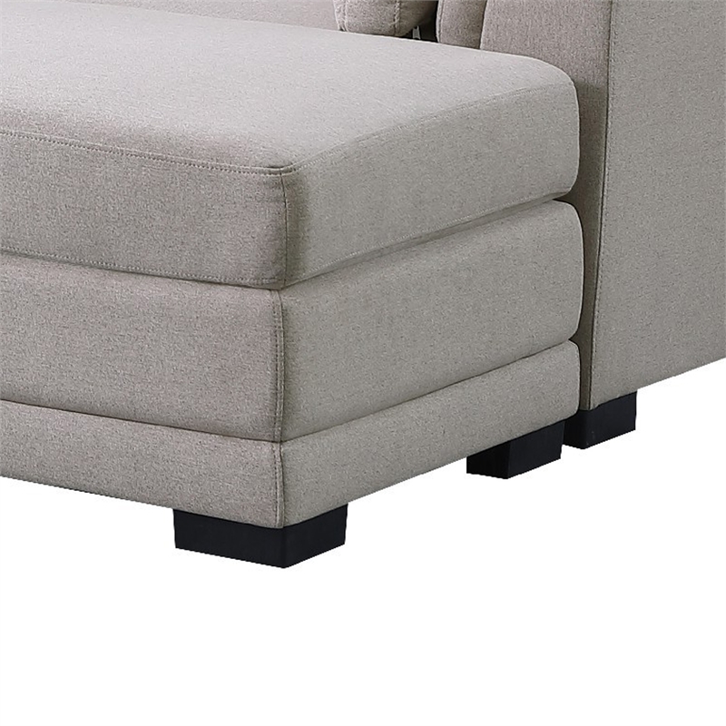 Goz Reversible U Sectional Sofa- 2 Ottomans- Beige Linen- 122 Inch