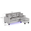 Renza 74 Inch Reversible Sectional Sofa w Chaise- LED USB- Gray Velvet