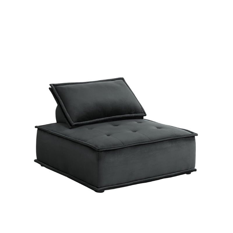 Alaya U Shaped Modular Sectional Sofa- Black Tufted Velvet- 160 Inch