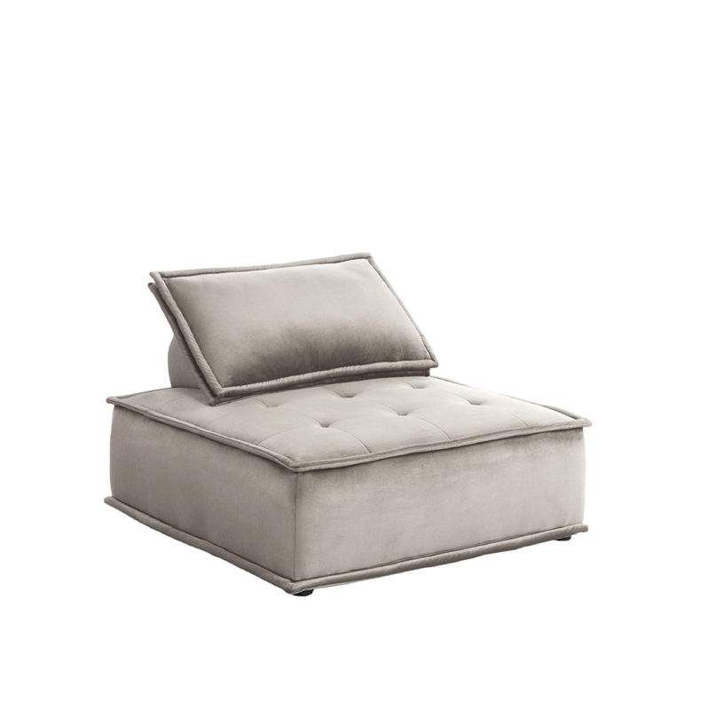 Alaya U Shaped Modular Sectional Sofa- Gray Tufted Velvet- 160 Inch