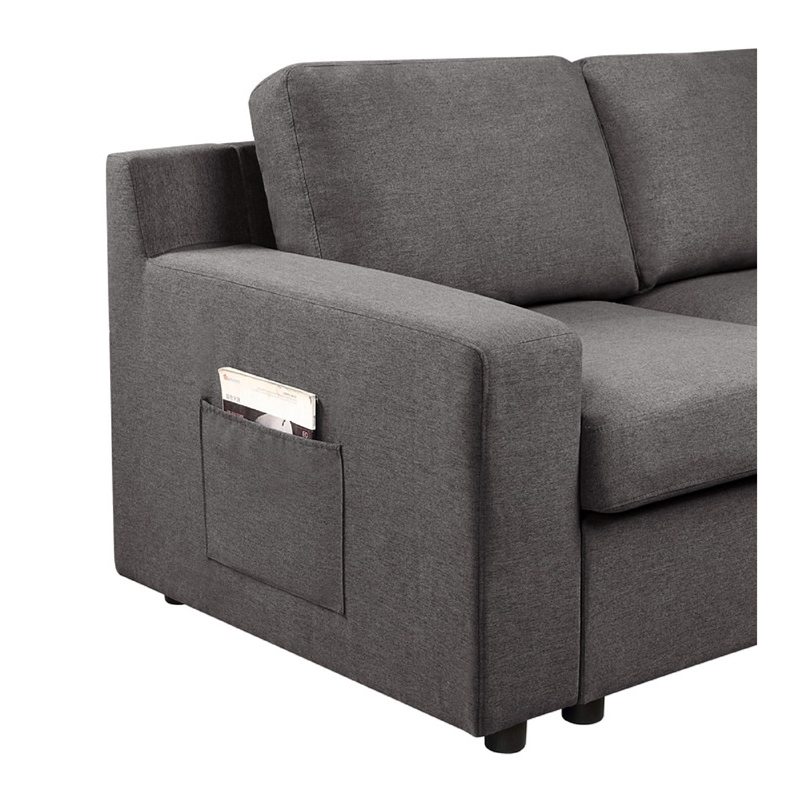 Cas Left Facing 7 Seater U Shaped Sectional Sofa Chaise- Pocket- Gray