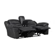 Henry Manual Double Reclining Loveseat w Console- Black Microfiber