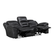 Henry Manual Double Reclining Sofa in Pillow Tufted Black Microfiber